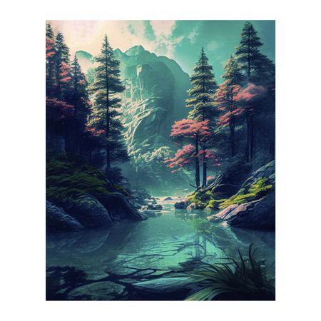 картина на холсте Сказочный пейзаж 2 400х500мм