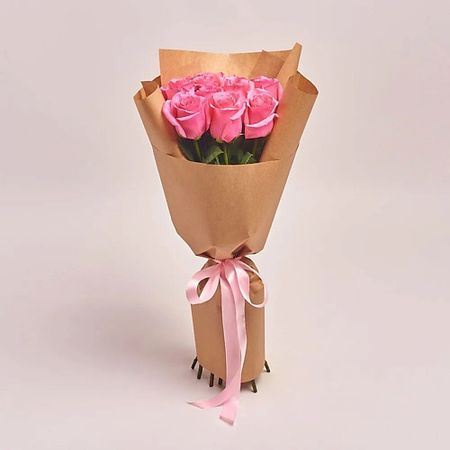 Букет живых цветов AZALIANOW ЦВЕТЫ. ПОДАРКИ. ДЕКОР Изящный букет из 11 розовых роз 40 см в крафте
