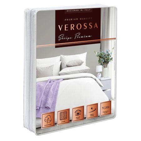 постельное белье евро VEROSSA Stripe сатин-страйп 4 нав.50x70см и 70x70см белое, арт.929795