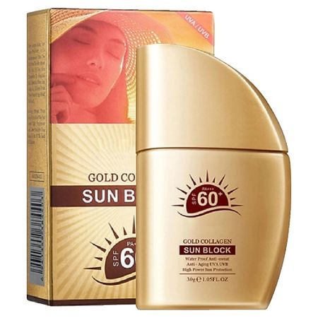 Крем для лица SADOER Крем для лица и тела SPF60+ Солнцезащитный Gold с коллагеном