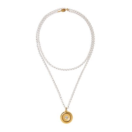 TIMELESS PEARLY Колье Silver Chain Necklace Whith A Gold Crystal Charm