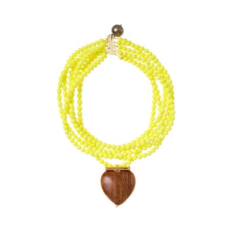 TIMELESS PEARLY Колье Pvc Beaded Necklace With Wooden Heart Charm