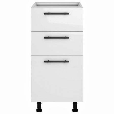 шкаф напольный Белый глянец 820х400х504мм 3 ящика МДФ/ЛДСП