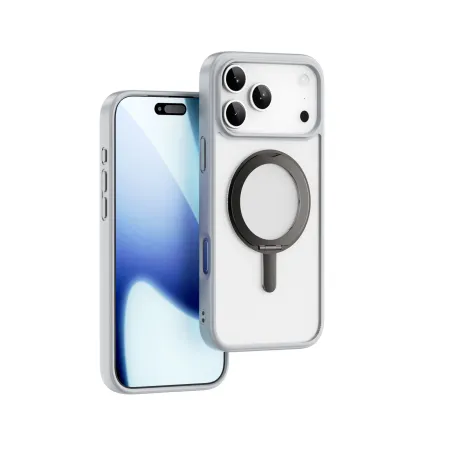 Чехол-накладка Wiwu Armor Ultra Magsafe (FGG-202) для iPhone 17 Pro Max пластиковый прозрачно-белый (серая рамка)