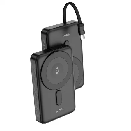 Внешний аккумулятор WiWU Elite MagSafe Wi-P056 10000mAh 15W кабель Type-C, Lightning/подставка (черный)