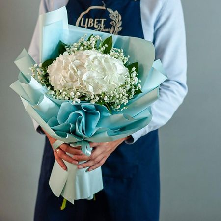 Букет живых цветов ЦВЕТНИК ЦВЕТЫ И ПОДАРКИ Комплимент с гортензией