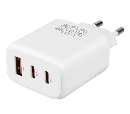 Сетевое зарядное устройство WIWU Ark GaN Fast Charger 65W USB/2хType-C (Wi-U024) (белый)
