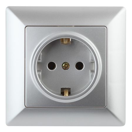 розетка 1 пост INTRO Solo без заземляющего контакта 16А алюминий