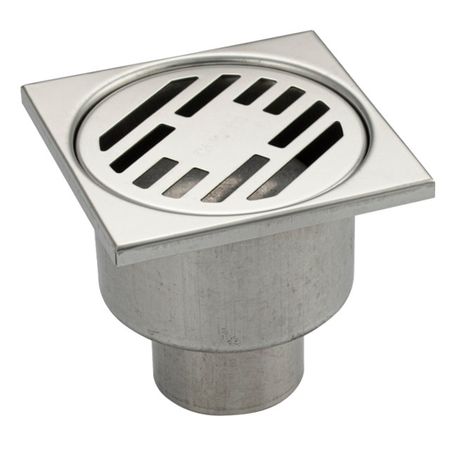 трап вертикальный 100x100мм слив 50мм нерж. сталь