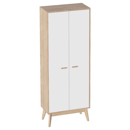 шкаф Калгари 2 двери 805x390x2100мм дуб натуральный светлый/белый матовый