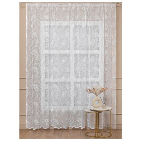 штора тюлевая на шт.ленте AMORE MIO Перья жаккард 300х270см белая, арт.96556