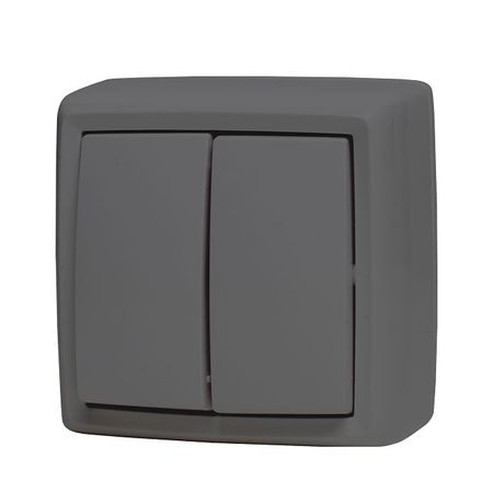 выключатель 2-клавишный DRESDEN 10А серый