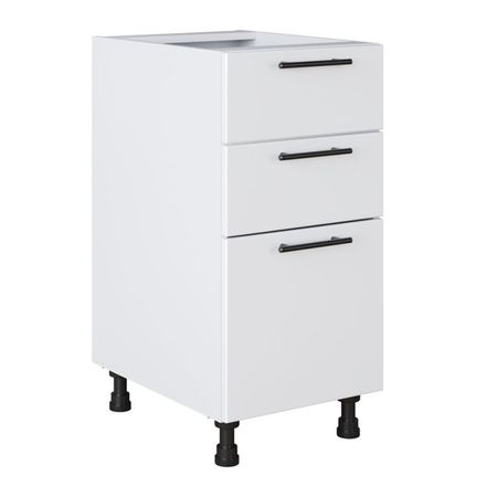 кухонный шкаф напольный Белый лед 820х400х504мм 3 ящика МДФ/ЛДСП