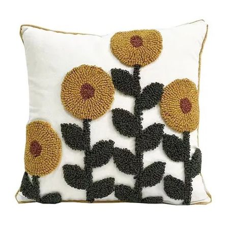 наволочка декоративная TODELIA Подсолнухи 45х45см белая, арт. HPW0136A-A