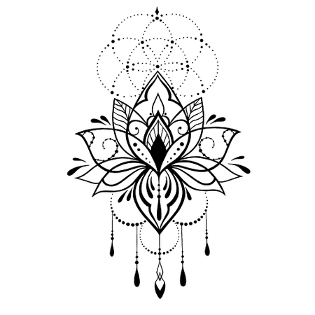 Наклейки для тела PRINT FACTORY Переводная Временная Татуировка Лотос - Бохо на шаг впереди 30 лет холдингу лотос