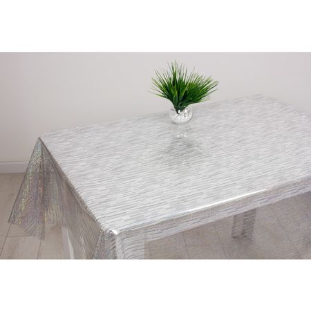 клеенка DASCH 0,4мм Серебряный дождь шир.140см прозрачная с рисунком, арт.15264