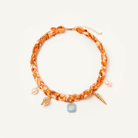 HOLLY JUNE Колье Braded Bandana Necklace - Orange