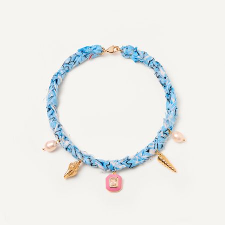 HOLLY JUNE Колье Braded Bandana Necklace - Light Blue