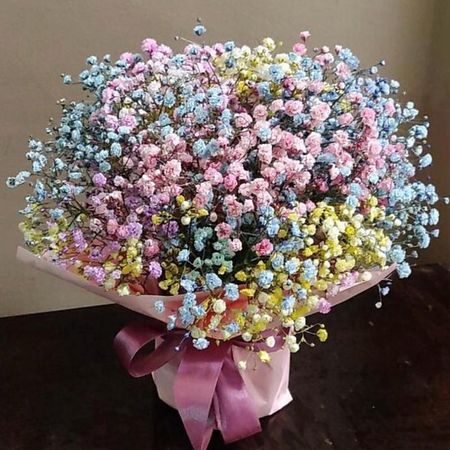 Букет живых цветов ДАРИ ЦВЕТЫ Композиция из радужной гипсофилы