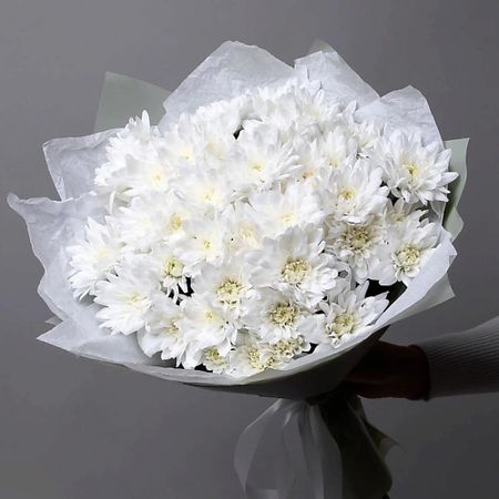 Букет живых цветов ДАРИ ЦВЕТЫ Белый букет из хризантем