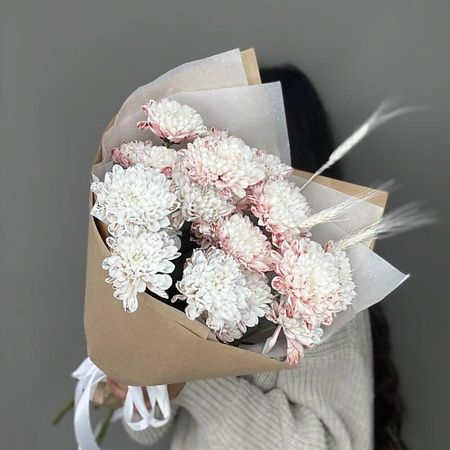 Букет живых цветов ДАРИ ЦВЕТЫ Монобукет из кустовых хризантем