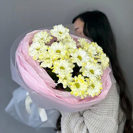 Букет живых цветов ДАРИ ЦВЕТЫ Желтый букет из 3 хризантем