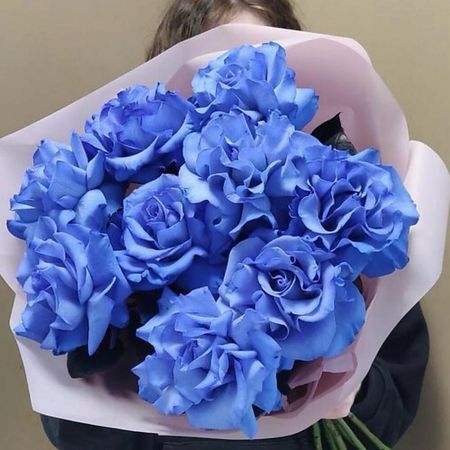 Букет живых цветов ДАРИ ЦВЕТЫ 9 французских синих роз