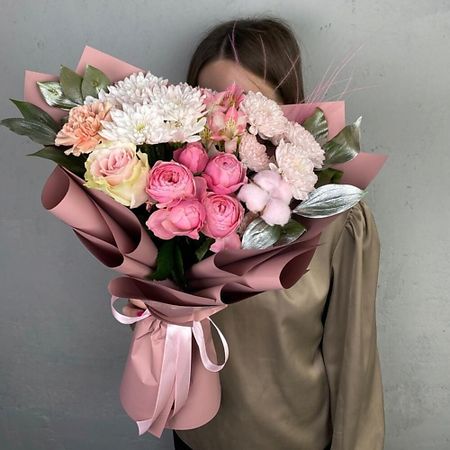 Букет живых цветов ДАРИ ЦВЕТЫ Букет из роз и хризантем