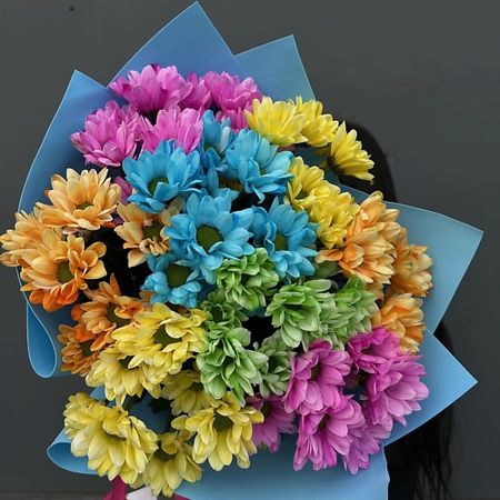 Букет живых цветов ДАРИ ЦВЕТЫ Монобукет из ярких хризантем