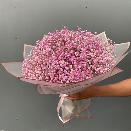 Букет живых цветов ДАРИ ЦВЕТЫ Розовая гипсофила