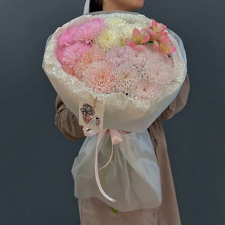 Букет живых цветов ЛАЙФБУКЕТ Букет из хризантем и альстромерий 