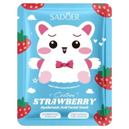 Маска для лица SADOER Маска для лица тканевая с экстрактом клубники и гиалуроновой кислотой