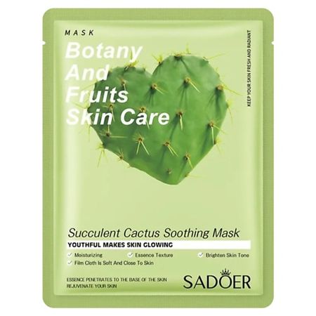 Маска для лица SADOER Тканевая маска для лица успокаивающая с экстрактом кактуса
