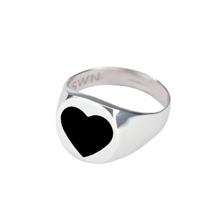MOONSWOON Кольцо-печатка Silver Black Heart Ring