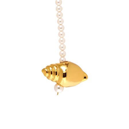 TIMELESS PEARLY Колье Majorka Pearl Necklace Whith Shell Charm