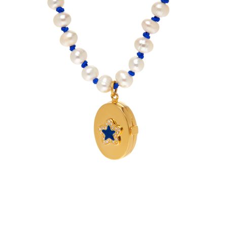 WILHELMINA GARCIA Колье Stardust Locket Knitted Necklace – Blue kami garcia margaret stohl dangerous deception