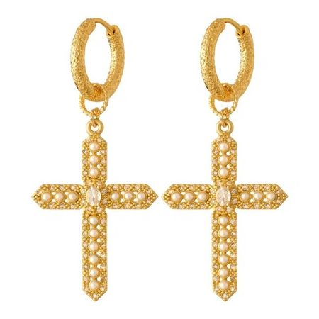 LA CONCEPTION DE SAFINA ANTONINA Серьги Серьги Cross Pearl Earrings - White