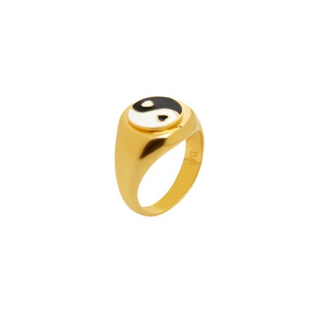 WILHELMINA GARCIA Кольцо Gold Black Yin Yang Ring kami garcia margaret stohl dangerous deception