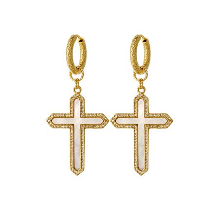 LA CONCEPTION DE SAFINA ANTONINA Серьги Mother-of-pearl Crosses Earrings the mother