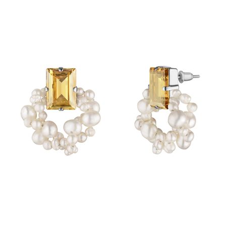 PHENOMENAL STUDIO Серьги Step Cut Pearl Earrings
