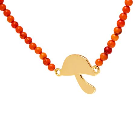 TIMELESS PEARLY Колье Gold Plated Mushroom Charm Beaded Necklace