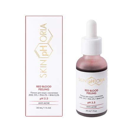 Пилинг для лица SKINPHORIA ANTI-ACNE RED BLOOD PEELING с кислотами AHA 15% + PHA 2% + BHA 0,5% 30 мл евгений иванович таганов рыбья кровь
