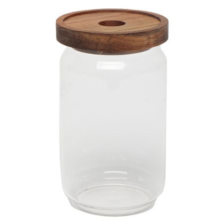 банка для продуктов TODELIA Compact 0,75л круглая стекло, акация, силикон