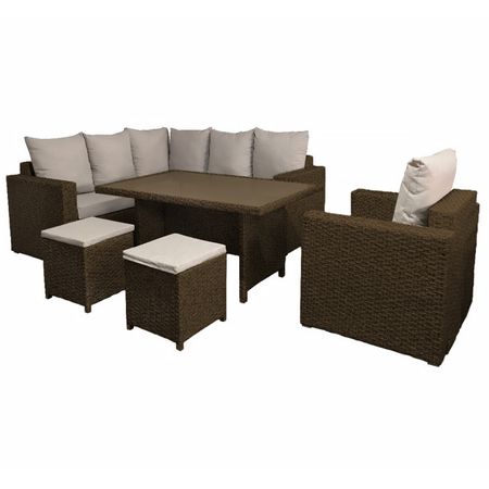 комплект мебели Реймс искусственный ротанг (угловой диван, кресло, 2 пуфика, стол)