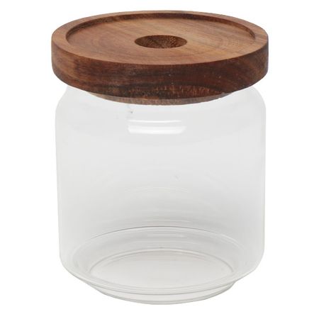 банка для продуктов TODELIA Compact 0,5л круглая стекло, акация, силикон