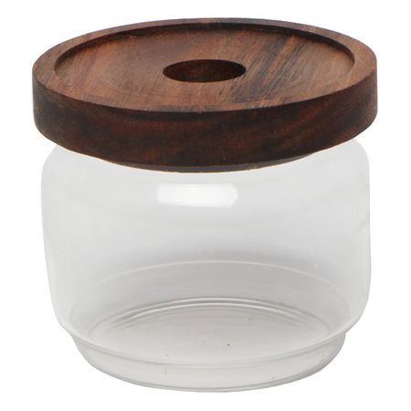 банка для продуктов TODELIA Compact 0,35л круглая стекло, акация, силикон