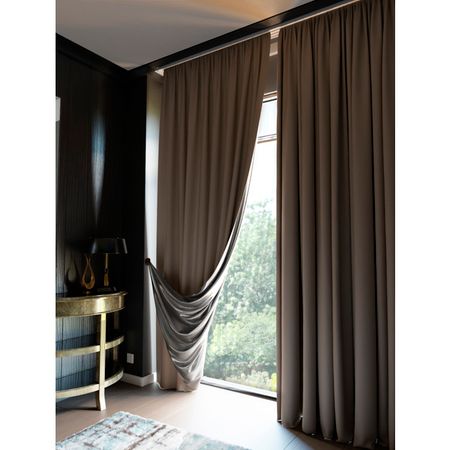 штора портьерная на шт.ленте GARDEN Теамо блэкаут/светоотраж. 200х280см коричневая, арт.сw539125V3