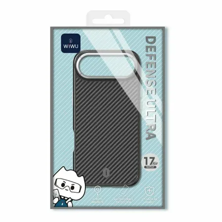 Чехол-накладка Wiwu Defense Ultra Magsafe (DCC-205) для iPhone 17 Air карбоновый (черно-серый в полоску)