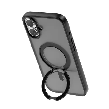 Чехол-накладка Wiwu Magsafe (FGG-202) для Apple iPhone 16 пластиковый с подставкой (черный)