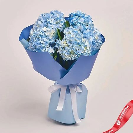 Букет живых цветов AZALIANOW ЦВЕТЫ. ПОДАРКИ. ДЕКОР Букет из 5 голубых гортензий «Небо»